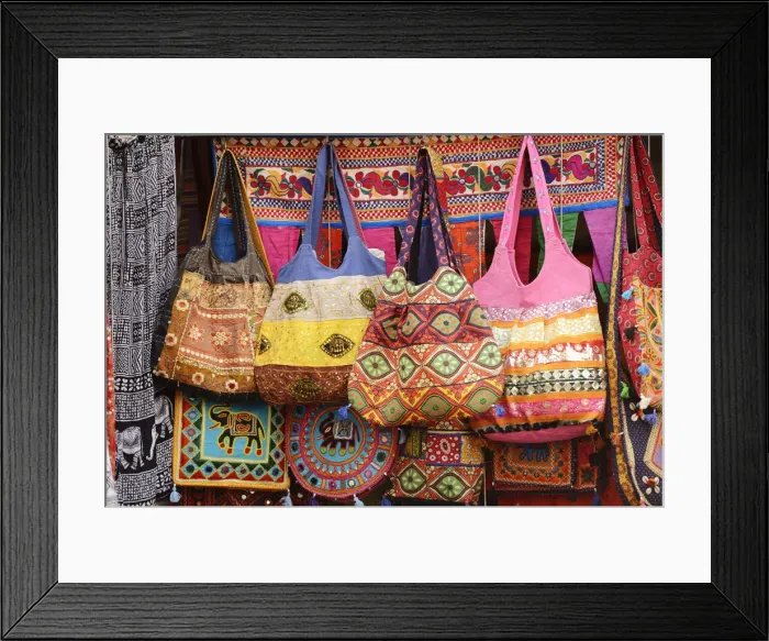 Framed Print : Textiles for sale in a local market in Udaipur, Rajasthan, India, Asia Framed Print : Textiles for sale in a local market in Udaipur, Rajasthan, India, Asia