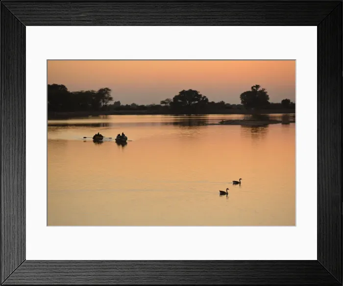 Framed Print : Boats of the lake at sunset, Village of Pachewar, Rajasthan, India, Asia Framed Print : Boats of the lake at sunset, Village of Pachewar, Rajasthan, India, Asia