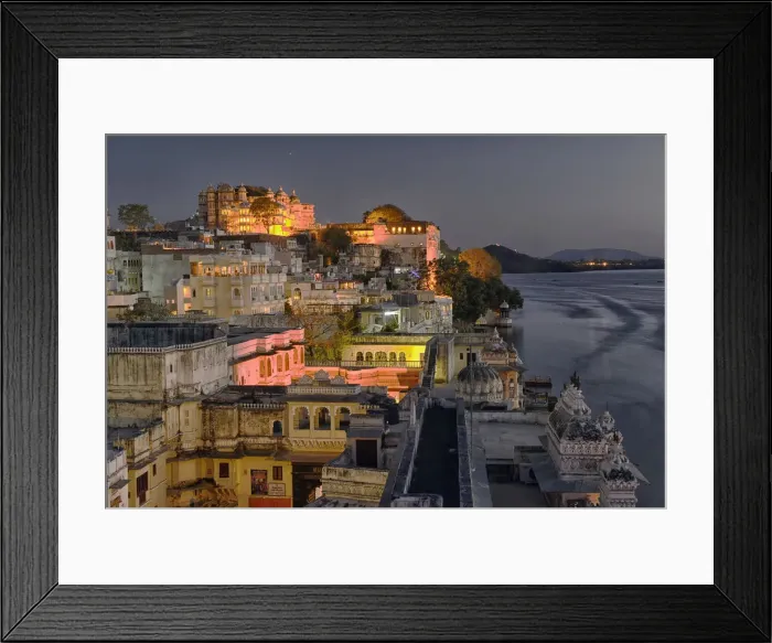 Framed Print : City and city palace on lake Pichola, Udaipur, Rajasthan, India, Asia Framed Print : City and city palace on lake Pichola, Udaipur, Rajasthan, India, Asia