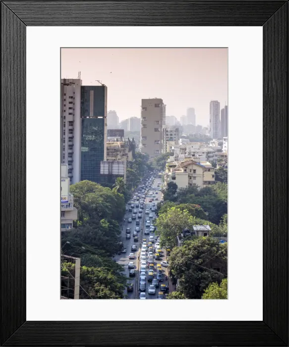 Framed Print : India, Maharashtra, Mumbai, view along Dr Gopalrao Deshmukh Marg (Pedder Road) towards Framed Print : India, Maharashtra, Mumbai, view along Dr Gopalrao Deshmukh Marg (Pedder Road) towards
