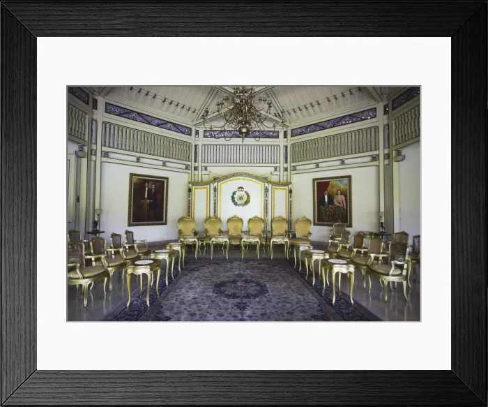 Framed Print : Reception room of Puri Mangkunegaran (palace of the second house of Solo), Solo, Java Framed Print : Reception room of Puri Mangkunegaran (palace of the second house of Solo), Solo, Java