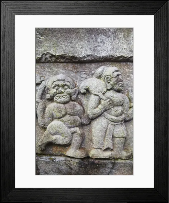 Framed Print : Bas-relief at Inca style temple of Candi Sukuh, Solo, Java, Indonesia Framed Print : Bas-relief at Inca style temple of Candi Sukuh, Solo, Java, Indonesia