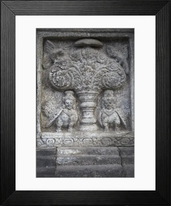 Framed Print : Bas-relief carvings on temple, Prambanan, Java, Indonesia Framed Print : Bas-relief carvings on temple, Prambanan, Java, Indonesia