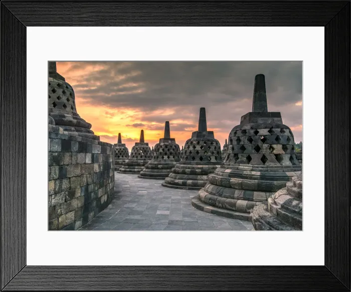 Framed Print : Stupas, Candi Borobudur buddhist temple, Muntilan, Java, Indonesia Framed Print : Stupas, Candi Borobudur buddhist temple, Muntilan, Java, Indonesia