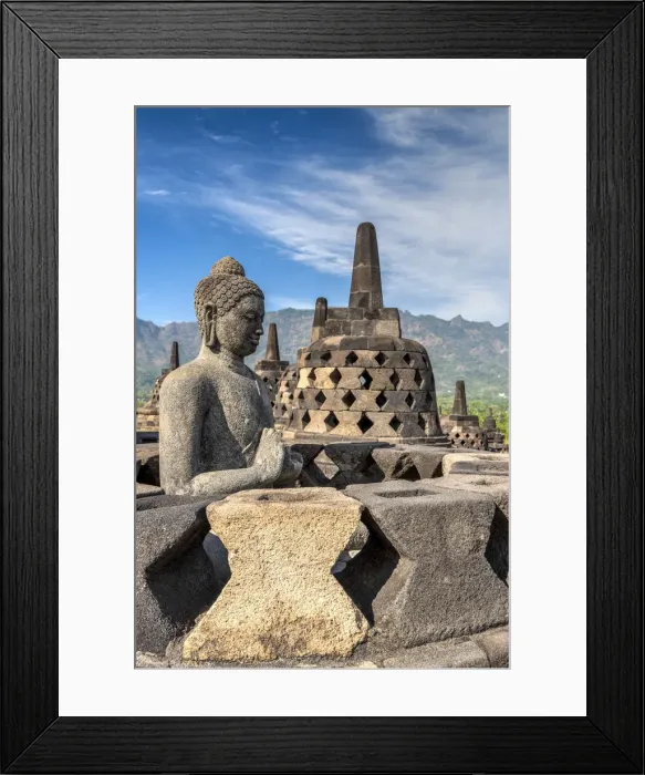 Framed Print : Buddha statue, Candi Borobudur buddhist temple, Muntilan, Java, Indonesia Framed Print : Buddha statue, Candi Borobudur buddhist temple, Muntilan, Java, Indonesia