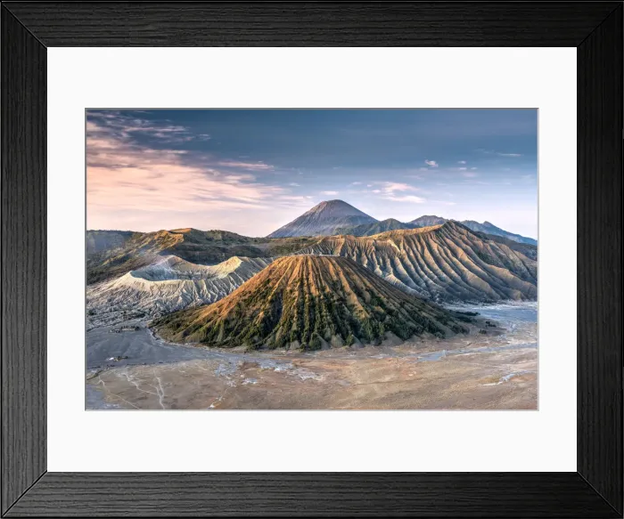 Framed Print : Mountains Bromo, Semeru, Batok and Widodaren at sunrise, Bromo Tengger Semeru National