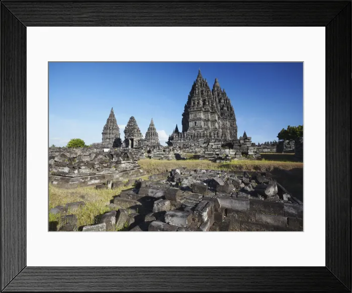 Framed Print : Temples at Prambanan complex, Java, Indonesia Framed Print : Temples at Prambanan complex, Java, Indonesia