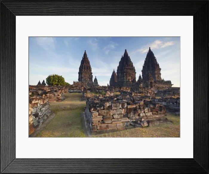 Framed Print : Temples at Prambanan complex, Java, Indonesia Framed Print : Temples at Prambanan complex, Java, Indonesia