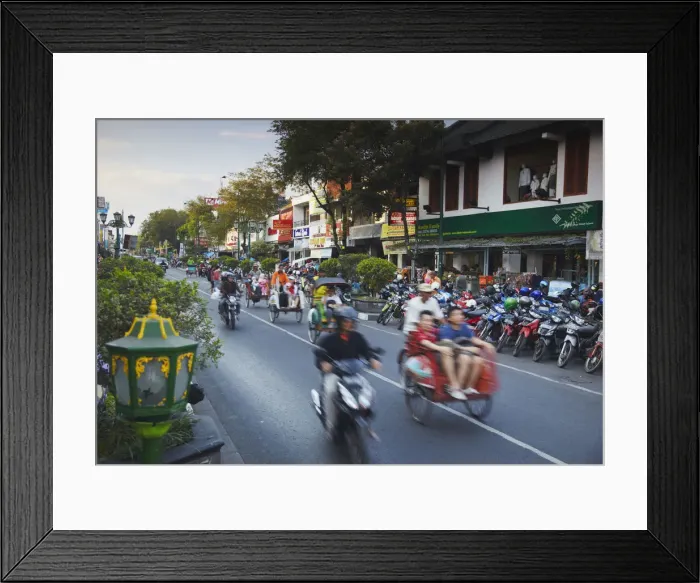 Framed Print : Traffic moving along Jalan Malioboro, Yogyakarta, Java, Indonesia Framed Print : Traffic moving along Jalan Malioboro, Yogyakarta, Java, Indonesia