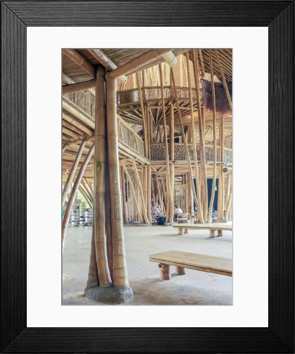 Framed Print : Asia, Indonesia, Bali, Bamboo architecture at John Hardys Green School in Kabupaten Framed Print : Asia, Indonesia, Bali, Bamboo architecture at John Hardys Green School in Kabupaten