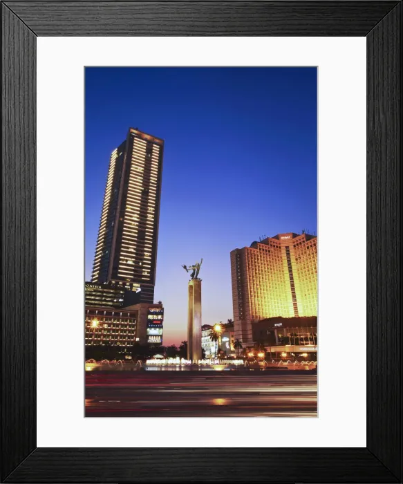 Framed Print : Welcome Monument and Grand Hyatt Hotel at dusk, Jakarta, Java, Indonesia Framed Print : Welcome Monument and Grand Hyatt Hotel at dusk, Jakarta, Java, Indonesia