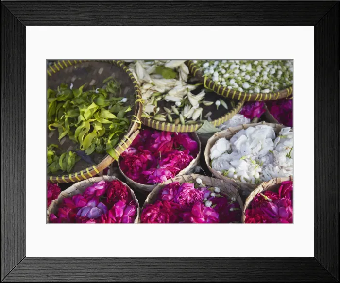 Framed Print : Flowers prepared for offerings, Yogyakarta, Java, Indonesia Framed Print : Flowers prepared for offerings, Yogyakarta, Java, Indonesia