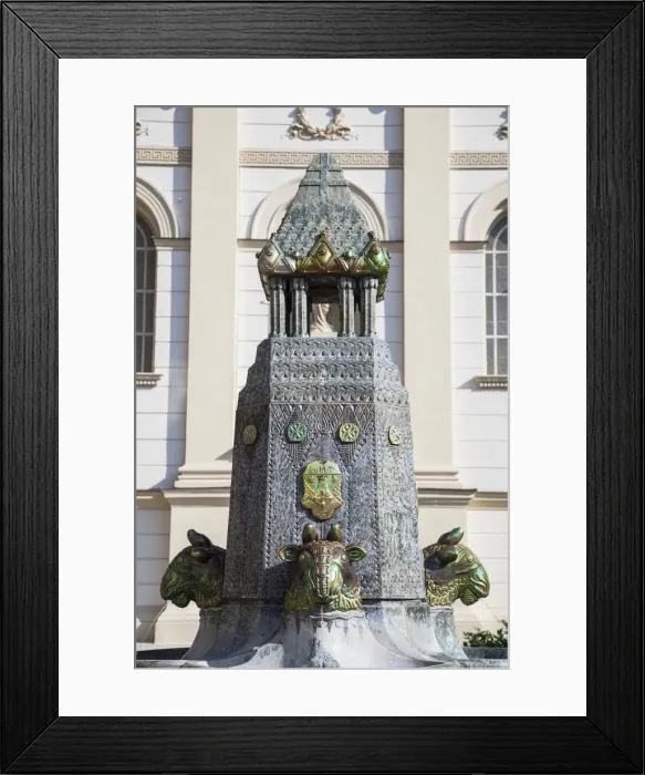 Framed Print : Zsolnay Fountain outside the Church of the Good Samaritan, Pecs, Southern Transdanubia