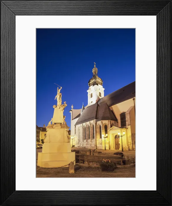Framed Print : Basilica at dusk, Gyor, Western Transdanubia, Hungary