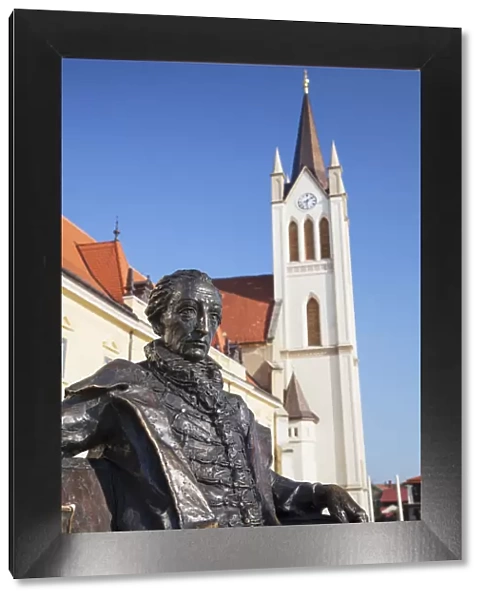 Statue of Count Gyorgy outside Franciscan Church, Keszthely, Lake Balaton, Hungary