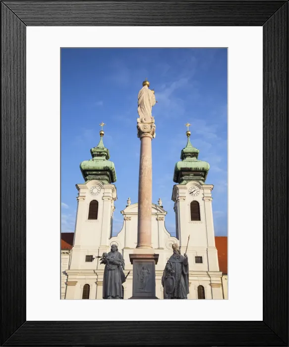 Framed Print : Column of the Virgin Mary and St Ignatius Church in Szechenyi Square, Gyor, Western Framed Print : Column of the Virgin Mary and St Ignatius Church in Szechenyi Square, Gyor, Western