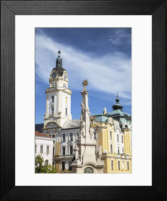 Framed Print : Trinity Column and Town Hall in Szechenyi Square, Pecs, Southern Transdanubia, Hungary Framed Print : Trinity Column and Town Hall in Szechenyi Square, Pecs, Southern Transdanubia, Hungary