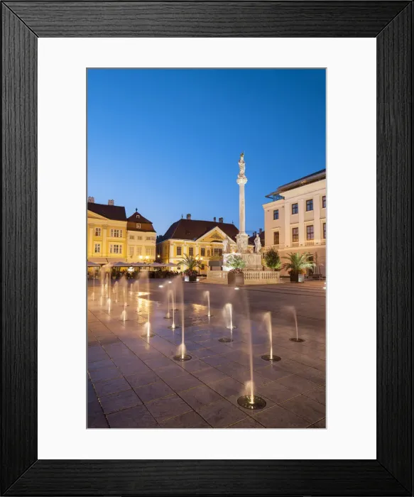 Framed Print : Trinity Column in Szechenyi Square at dusk, Gyor, Western Transdanubia, Hungary Framed Print : Trinity Column in Szechenyi Square at dusk, Gyor, Western Transdanubia, Hungary