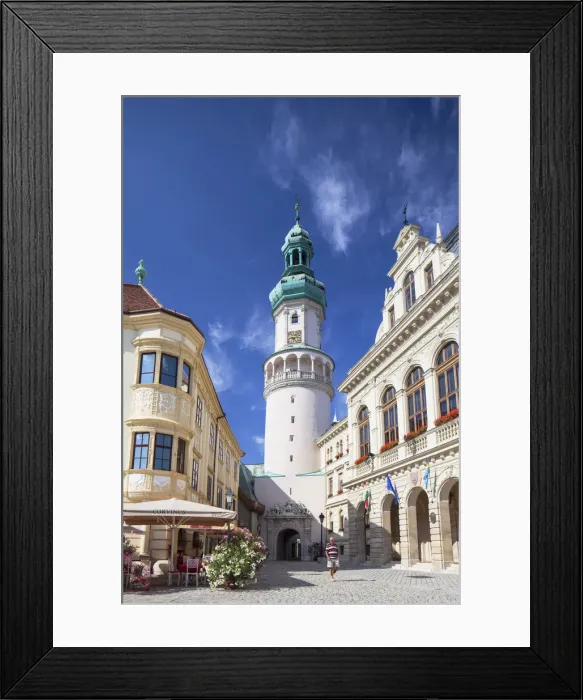 Framed Print : Town Hall and Firewatch Tower, Sopron, Western Transdanubia, Hungary