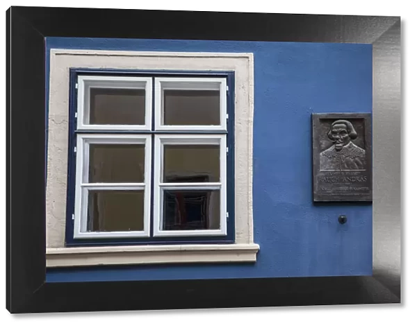 Window and plaque in Main Square, Sopron, Western Transdanubia, Hungary