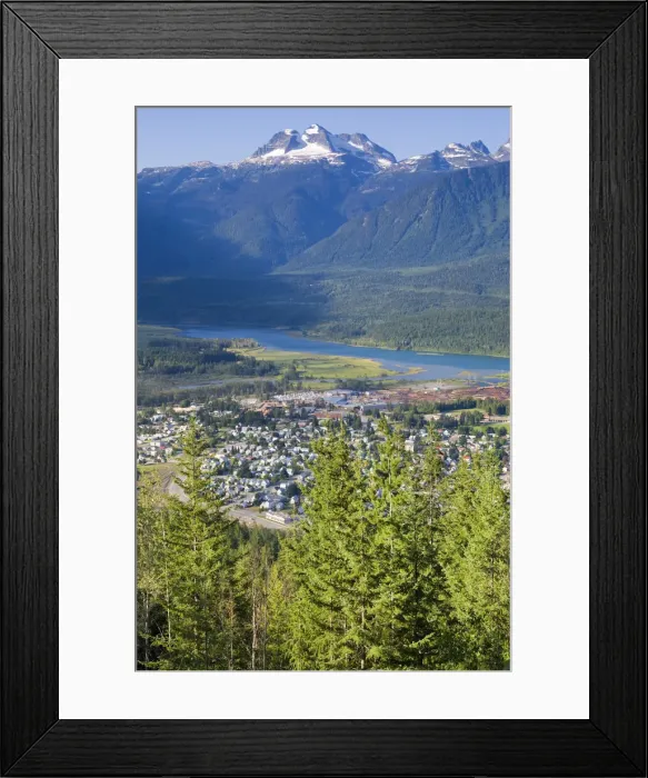 Framed Print : Brisitsh Columbia, Canada. Aerial view of downtown Revelstoke British Columbia Canada Framed Print : Brisitsh Columbia, Canada. Aerial view of downtown Revelstoke British Columbia Canada