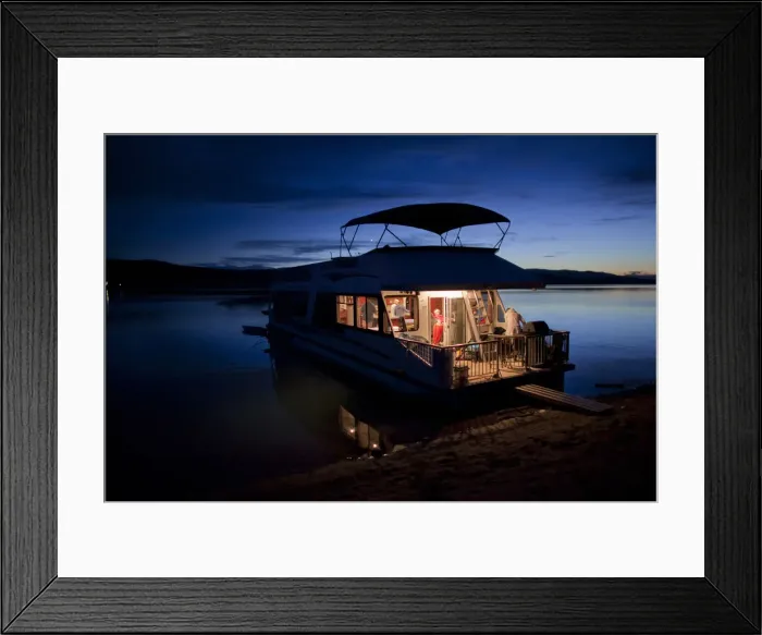 Framed Print : A houseboat on Shushwap Lake in the British Columbia interior, Canada
