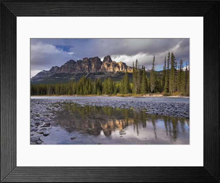 Framed Print : Evening sunlight on Castle Mountain in the Canadian Rockies, Banff National Park, Canada Framed Print : Evening sunlight on Castle Mountain in the Canadian Rockies, Banff National Park, Canada