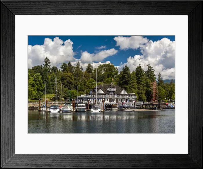 Framed Print : The Vancouver Rowing Club with Stanley Park in the background, Vancouver, British Framed Print : The Vancouver Rowing Club with Stanley Park in the background, Vancouver, British