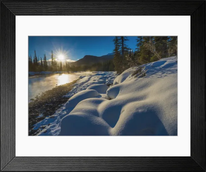 Framed Print : Sun Rising over Bow River in Winter, Banff National Park, Alberta, Canada over Bow Framed Print : Sun Rising over Bow River in Winter, Banff National Park, Alberta, Canada over Bow