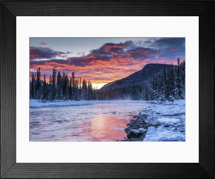 Framed Print : Winter Sunrise over Bow River, Banff National Park, Alberta, Canada Framed Print : Winter Sunrise over Bow River, Banff National Park, Alberta, Canada
