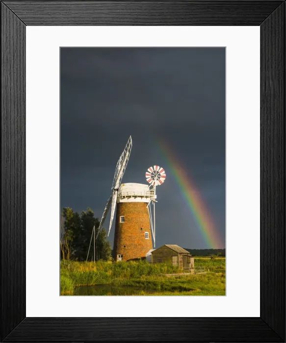 Framed Print : Rainbow over Horsey Mill, Norfolk Broads National Park, Norfolk, England Framed Print : Rainbow over Horsey Mill, Norfolk Broads National Park, Norfolk, England