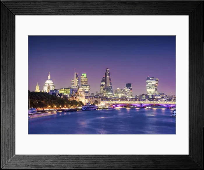 Framed Print : London Skyline at Night, England