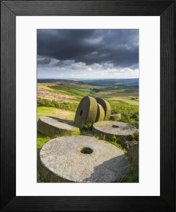 Framed Print : Millstones, Stanage Edge, Peak District National Park, Derbyshire, England