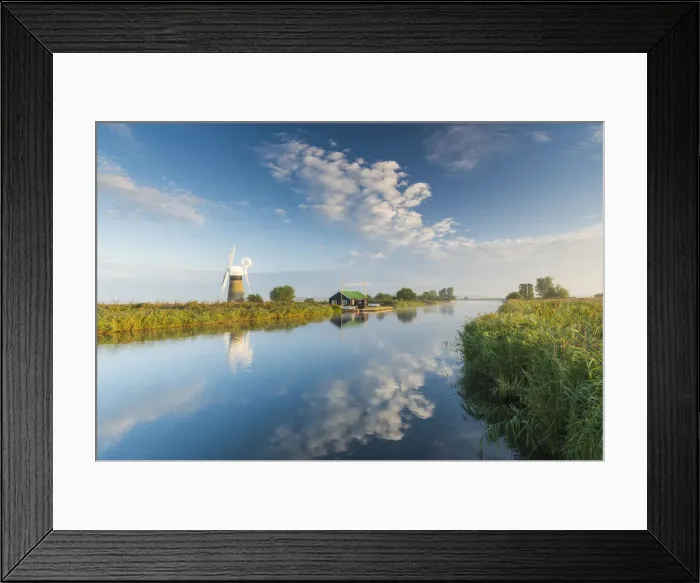 Framed Print : St. Benets Mill Reflecting in River Thurne, Norfolk, England Framed Print : St. Benets Mill Reflecting in River Thurne, Norfolk, England