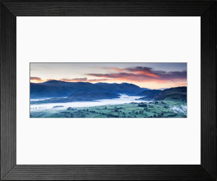 Framed Print : Sunrise over Misty Dale Bottom, Lake District National Park, Cumbria, England Framed Print : Sunrise over Misty Dale Bottom, Lake District National Park, Cumbria, England