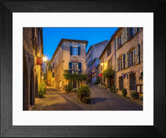 Framed Print : Cordes sur Ciel at Night, Tarn, Occitanie, France Framed Print : Cordes sur Ciel at Night, Tarn, Occitanie, France