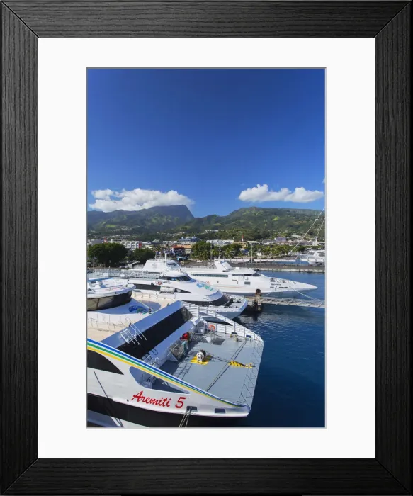 Framed Print : Boats in harbour, Pape ete, Tahiti, French Polynesia Framed Print : Boats in harbour, Pape ete, Tahiti, French Polynesia