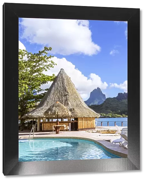 Bungalow and swimming pool in a luxury resort, Cooks bay, Moorea, French