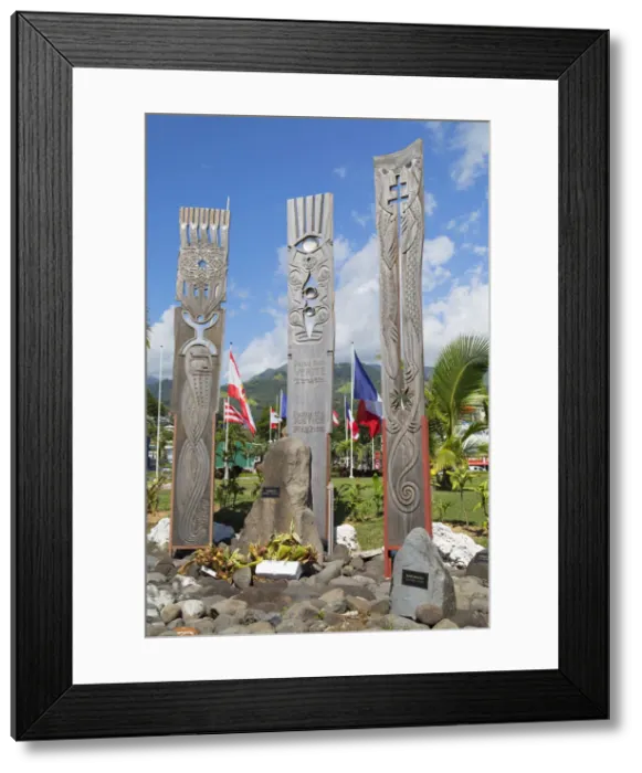 Framed Print : Memorial to nuclear testing in Jardins de Paofai, Pape ete, Tahiti, French Framed Print : Memorial to nuclear testing in Jardins de Paofai, Pape ete, Tahiti, French