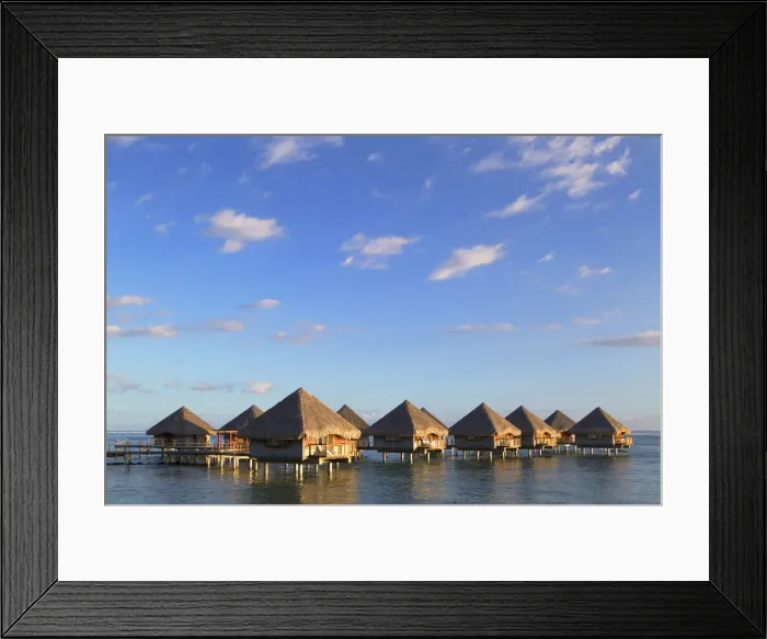 Framed Print : Overwater bungalows at Le Meridien Tahiti Hotel, Pape ete, Tahiti, French Polynesia Framed Print : Overwater bungalows at Le Meridien Tahiti Hotel, Pape ete, Tahiti, French Polynesia