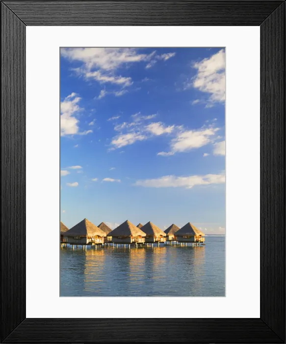Framed Print : Overwater bungalows at Le Meridien Tahiti Hotel, Pape ete, Tahiti, French Polynesia Framed Print : Overwater bungalows at Le Meridien Tahiti Hotel, Pape ete, Tahiti, French Polynesia