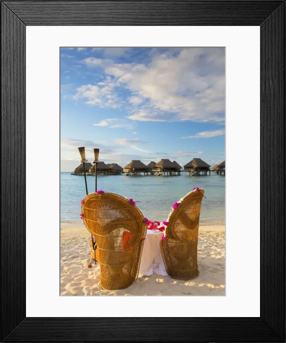 Framed Print : Overwater bungalows of Hilton Mo orea Lagoon Resort Hotel, Moorea, Society Islands
