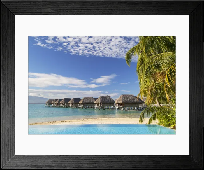 Framed Print : Overwater bungalows of Sofitel Hotel, Moorea, Society Islands, French Polynesia (PR)
