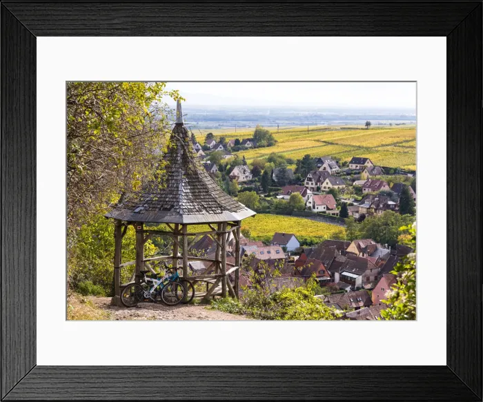 Framed Print : A view towards Ribeauville and the vineyards, Alsatian Wine Route, France Framed Print : A view towards Ribeauville and the vineyards, Alsatian Wine Route, France