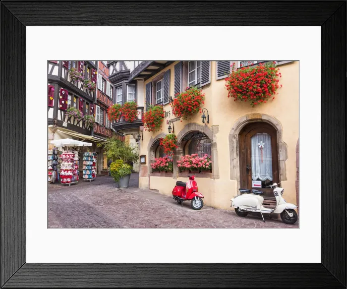 Framed Print : Half-timbered houses in the old town of Colmar, Alsatian Wine Route, France