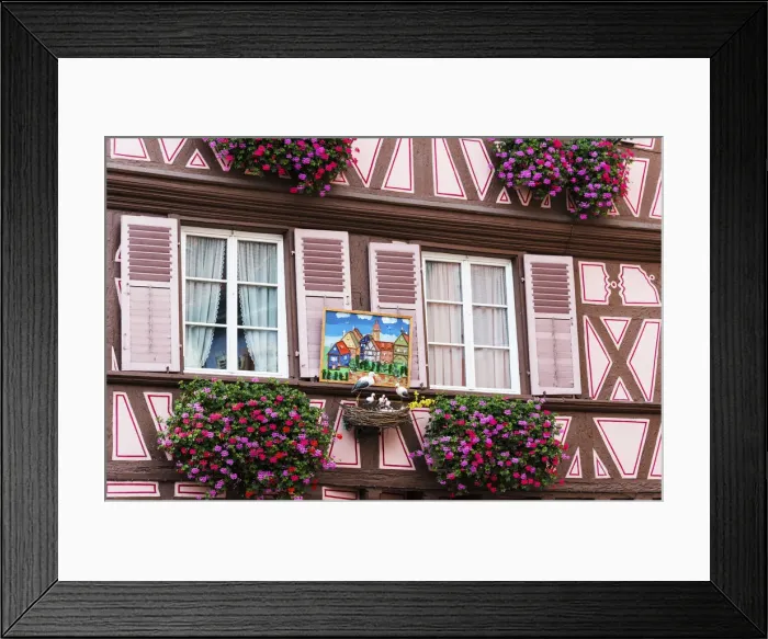 Framed Print : The Alsatian legends say that storks bring good luck aa hence many buildings are Framed Print : The Alsatian legends say that storks bring good luck aa hence many buildings are