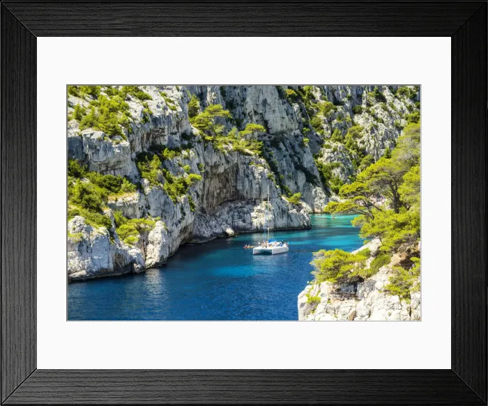 Framed Print : Sailboat in Calanque d en Vau, Cassis, Provence, France Framed Print : Sailboat in Calanque d en Vau, Cassis, Provence, France