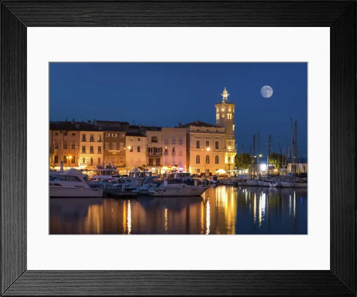Framed Print : Port of La Ciotat at Night, Cote d Azur, France Framed Print : Port of La Ciotat at Night, Cote d Azur, France