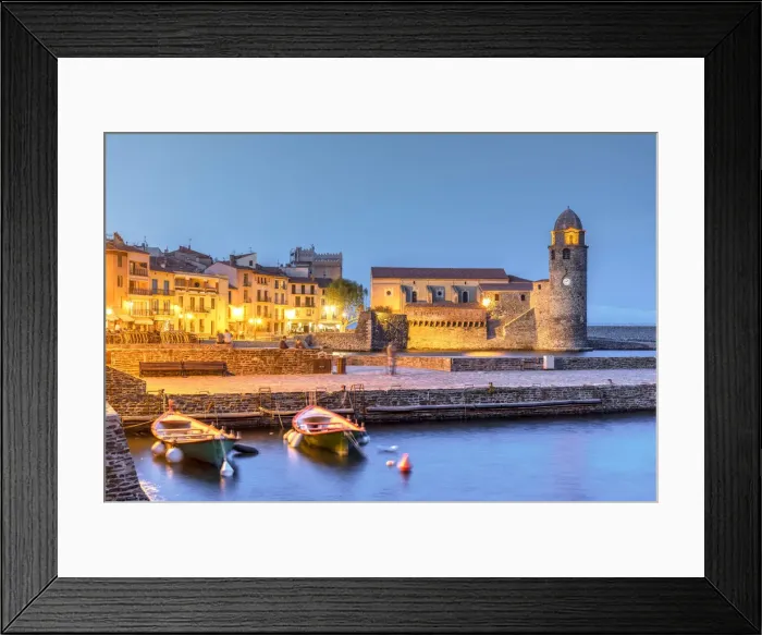 Framed Print : Night view of Collioure, Pyrenees-Orientales, France Framed Print : Night view of Collioure, Pyrenees-Orientales, France