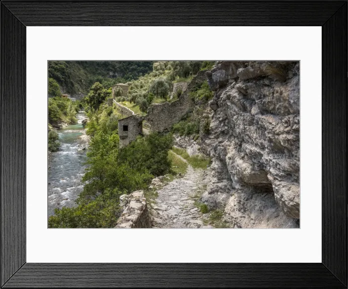 Framed Print : Europe, France, Breil sur Roya. The southern entrance in the village from the footpath Framed Print : Europe, France, Breil sur Roya. The southern entrance in the village from the footpath